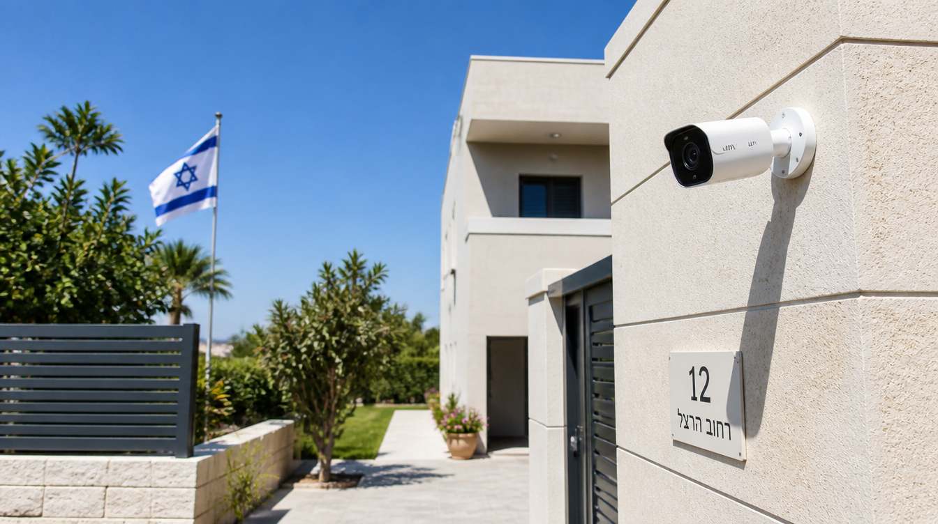 מצלמת אבטחה לבחוץ המותקנת בכניסה לבית